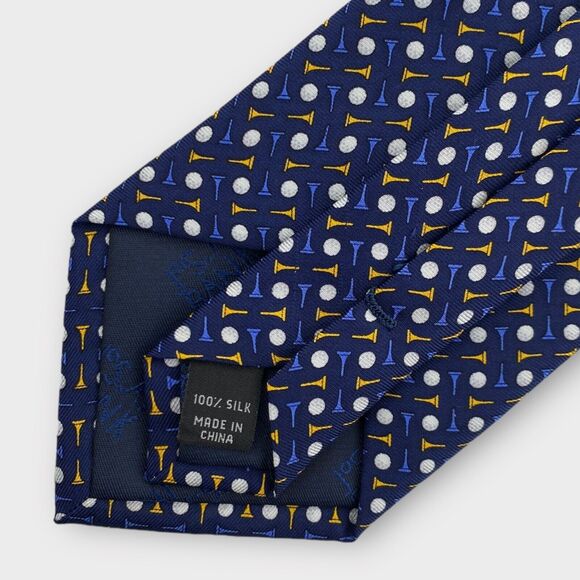 $69 Jos A Bank Executive Collection Necktie Golf Print Blue Silk Luxury 61 x 3½ - Picture 8 of 11